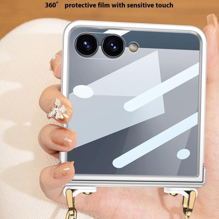 GKK - GKK Samsung Galaxy Z Flip7 Fodral - PC Tempered Glass - Silver