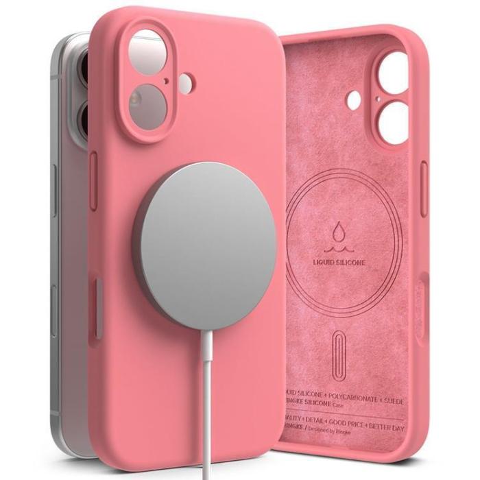 Ringke - Ringke iPhone 16 Mobilskal Magsafe Silikon Magnetic - Rosa