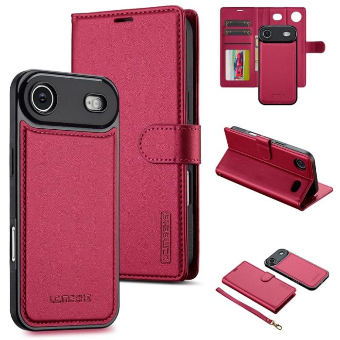 LC.imeeke - LC.IMEEKE L2 Series iPhone Air Plånboksfodral Konstläder - Röd