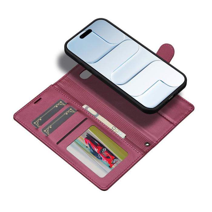 LC.imeeke - LC.IMEEKE L2 Series iPhone Air Plånboksfodral Konstläder - Röd