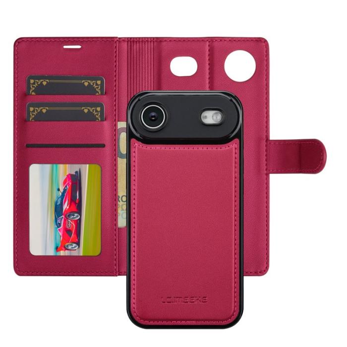 LC.imeeke - LC.IMEEKE L2 Series iPhone Air Plånboksfodral Konstläder - Röd