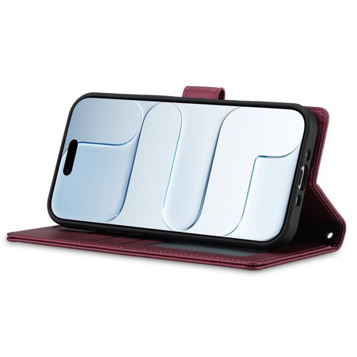 LC.imeeke - LC.IMEEKE L2 Series iPhone Air Plånboksfodral Konstläder - Röd