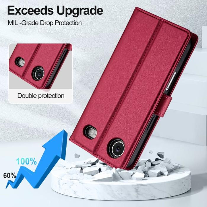 LC.imeeke - LC.IMEEKE L2 Series iPhone Air Plånboksfodral Konstläder - Röd