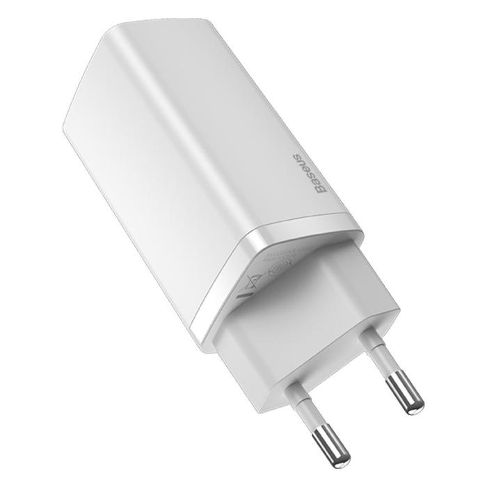 BASEUS - Baseus GaN2 Lite Snabb Väggladdare 65W USB / USB-C - Vit