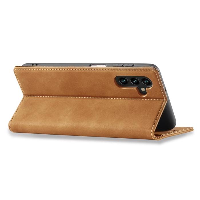 LC.imeeke - LC.IMEEKE Samsung Galaxy A17 Plånboksfodral Konstläder - Brun