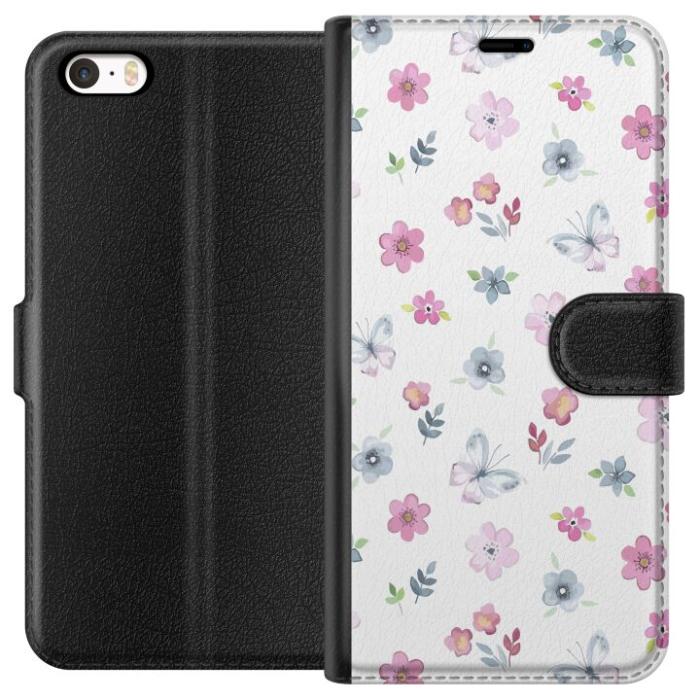 iSecrets - Plånboksfodral till Apple iPhone SE (2016) med Blommor och fjärillar