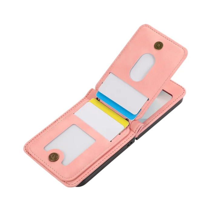 A-One Brand - Galaxy Z Flip7 Plånboksfodral Kickstand med Axelrem - Rosa