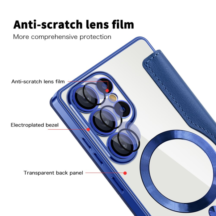 A-One Brand - Galaxy S25 Ultra Plånboksfodral MagSafe RFID Blocking - Safir