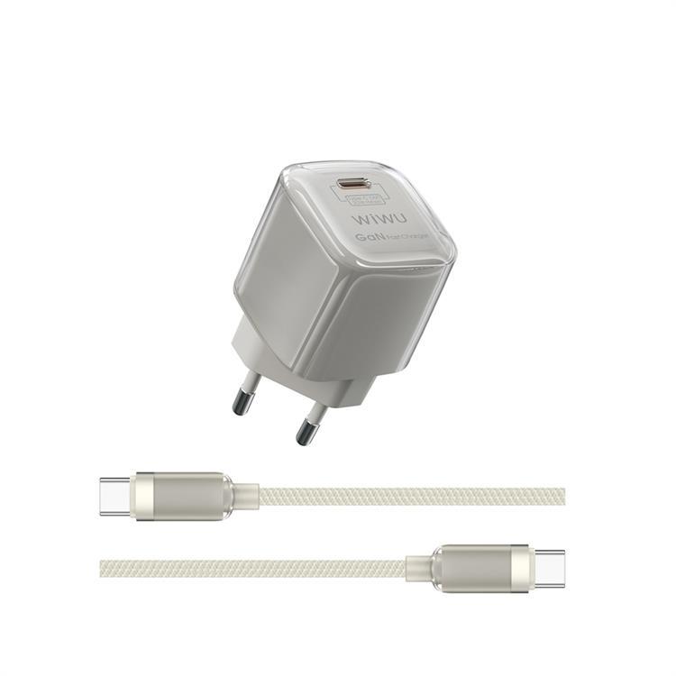 WIWU Snabbladdare GaN 20W Med USB-C Kabel Jello - Vit | 505295 | AlltMobil