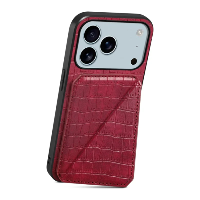 A-One Brand - iPhone 17 Pro Max Mobilskal Korthållare Crocodile Textured - Rosa