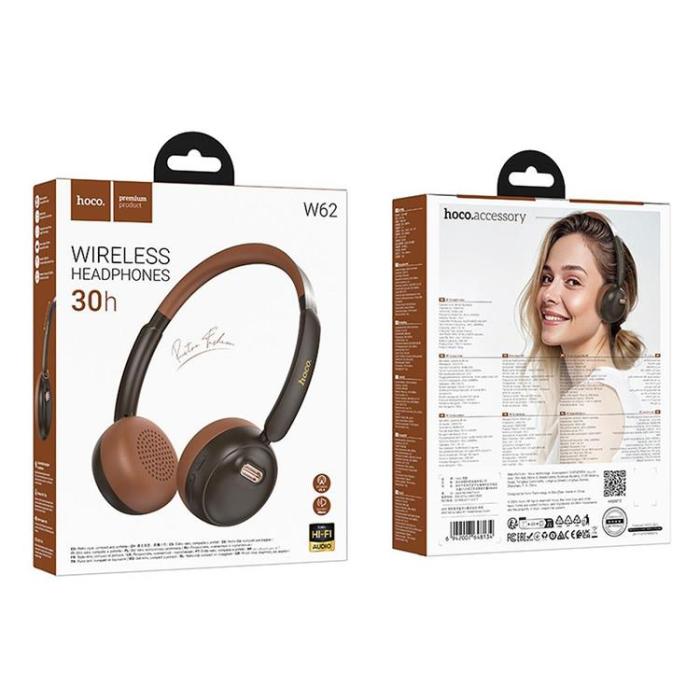 Hoco - Hoco On-Ear Hörlurar Trådlösa Bluetooth W62 - Brun