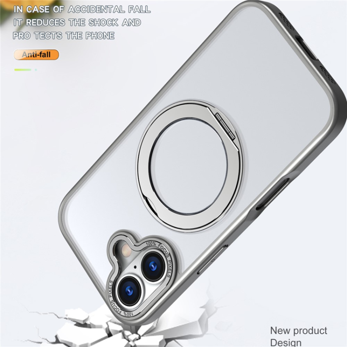 A-One Brand - iPhone 17 Mobilskal MagSafe TPU + Acrylic Kickstand - Titangrå
