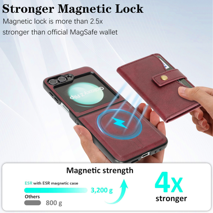 A-One Brand - Galaxy Z Flip 6 Mobilskal MagSafe Detachable Korthållare Kickstand