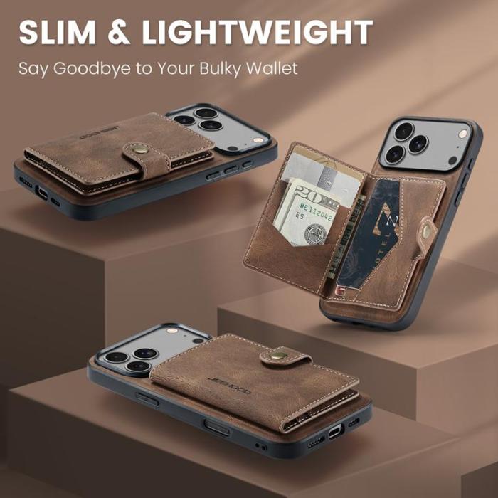 OEM - JEEHOOD iPhone 17 Pro Mobilskal KonstLäder Plast Avtagbar - Brun