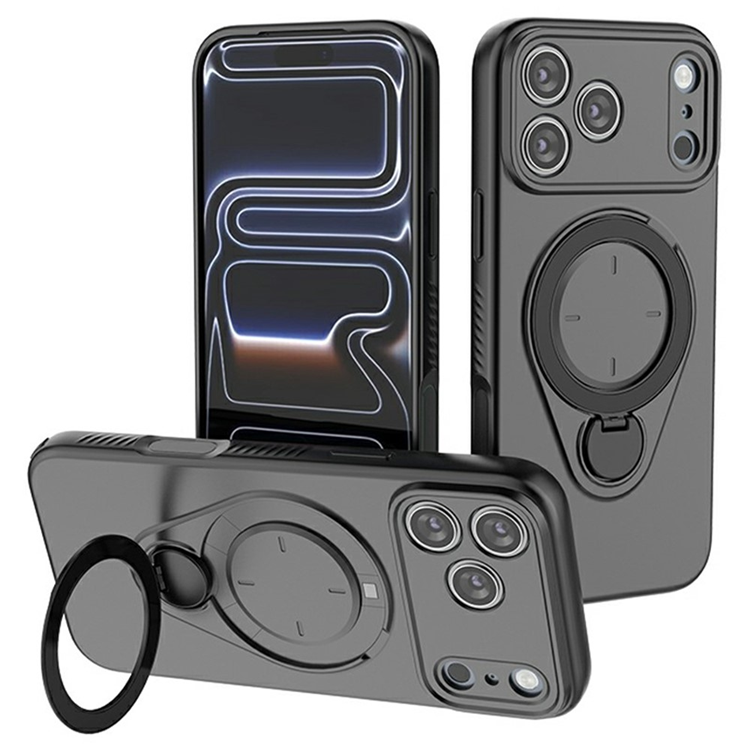 iPhone 17 Pro Mobilskal MagSafe Rotating Kickstand TPU PC (Svart) | 2353 | AlltMobil