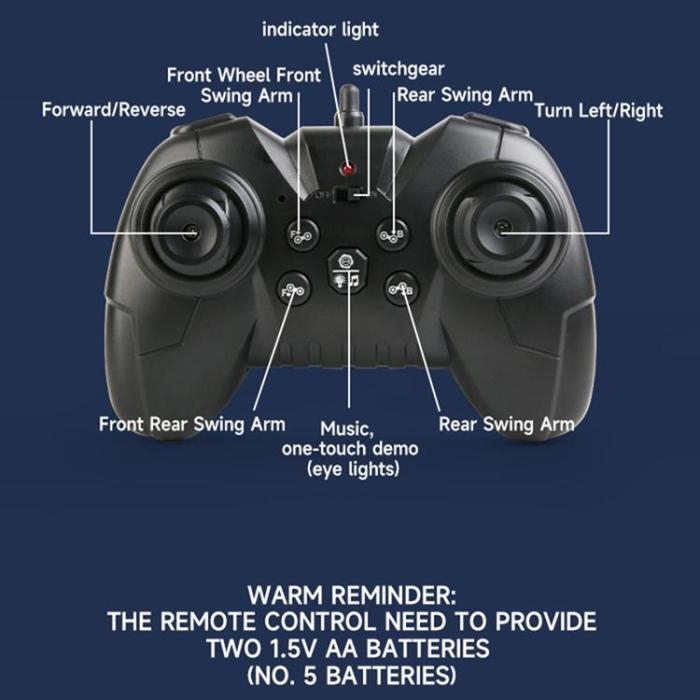 OEM - 8 Hjuls Stunt Robot RC Bil med LED-ljus Musik för Barn (Ålder 4+) YT6639 - Gul