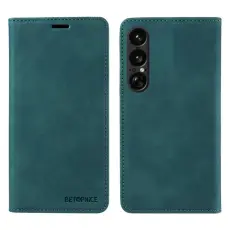 BETOPNICE - BETOPNICE Sony Xperia 1 VII Pl&aring;nboksfodral Konstl&auml;der RFID-Skydd - Gr&ouml;n
