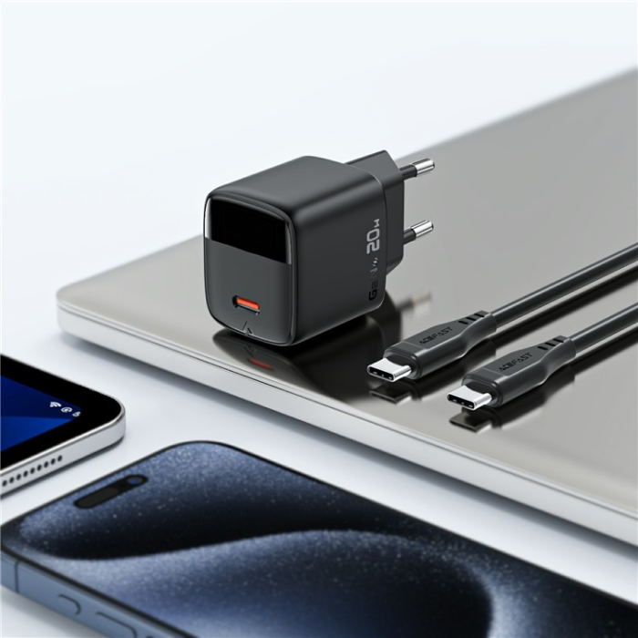 Acefast - ACEFAST Snabbladdare 20W USB-C med USB-C Kabel EU PD