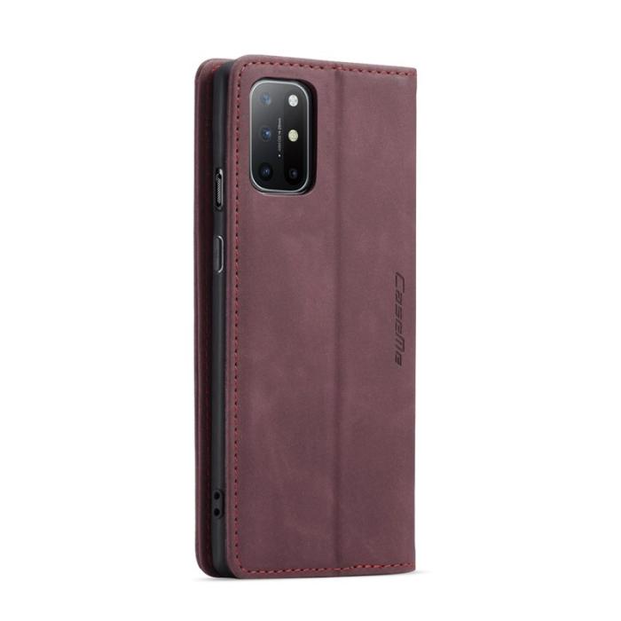 Caseme - CASEME Auto-absorberande Plånboksfodral Konstläder för OnePlus 8T - Röd
