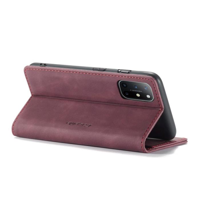 Caseme - CASEME Auto-absorberande Plånboksfodral Konstläder för OnePlus 8T - Röd