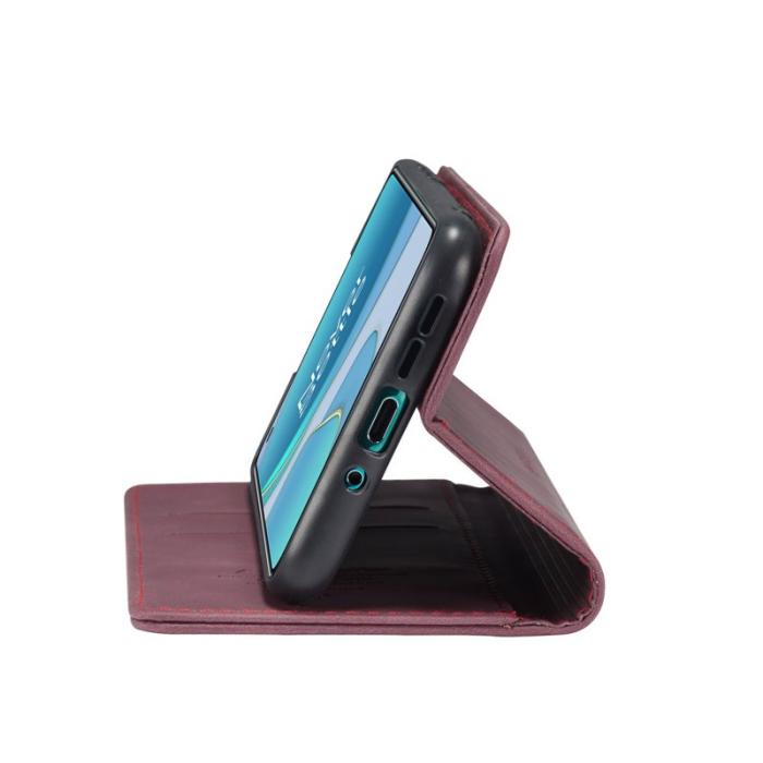 Caseme - CASEME Auto-absorberande Plånboksfodral Konstläder för OnePlus 8T - Röd