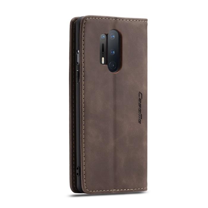 Caseme - CASEME Auto-absorberande Plånboksfodral Konstläder OnePlus 8 Pro - Brun
