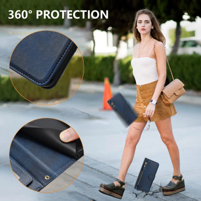 A-One Brand - Sony Xperia 10 VII Plånboksfodral Zipper Pocket - Blå