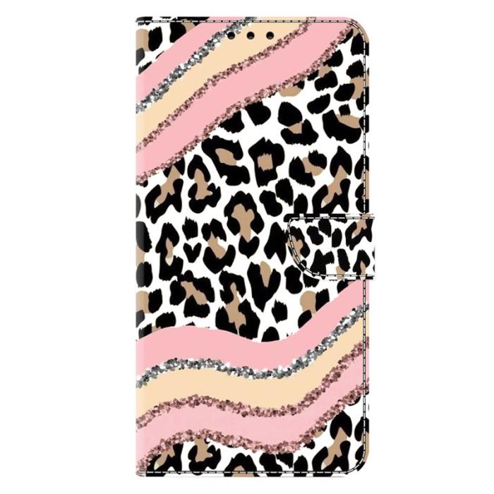 OEM - Samsung Galaxy S26 Fodral Ställning Mönstertryck PU Läder - Randig Leopard
