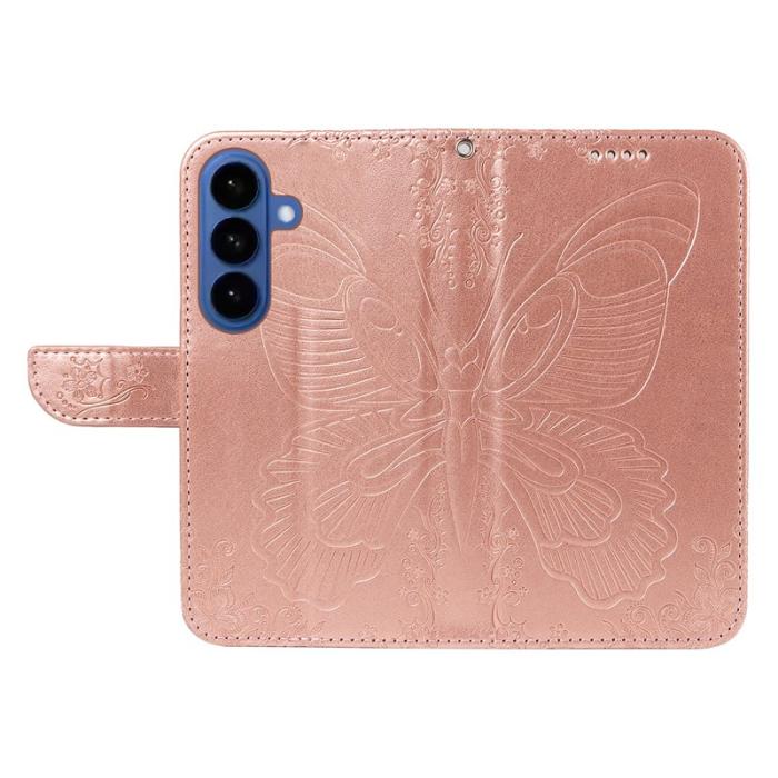 OEM - Samsung Galaxy S26 Plus Skal Fjärilsmönster PU Läder - Roséguld