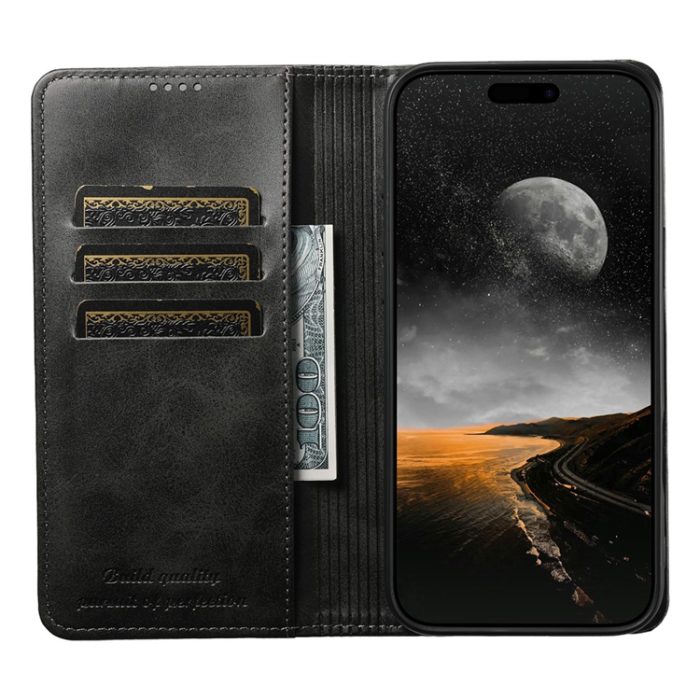SUTENI - SUTENI iPhone 17 Air Plånboksfodral PU Läder - Svart