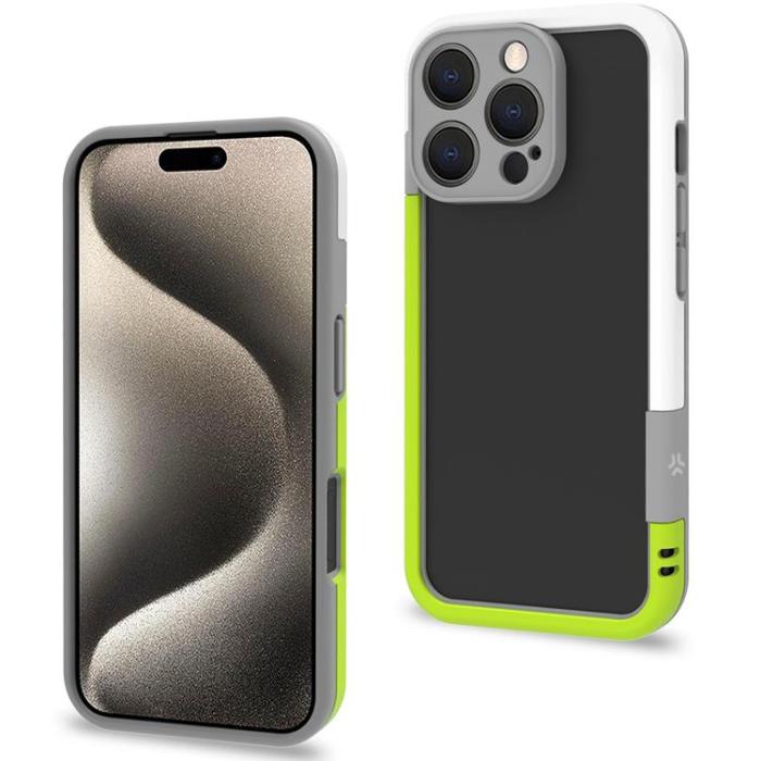 Celly - Celly iPhone 16 Pro Mobilskal Bumper - Vit/Limegrön
