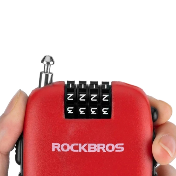 Rockbros - Rockbros Cykellås Med Indragbar Kabel - Röd