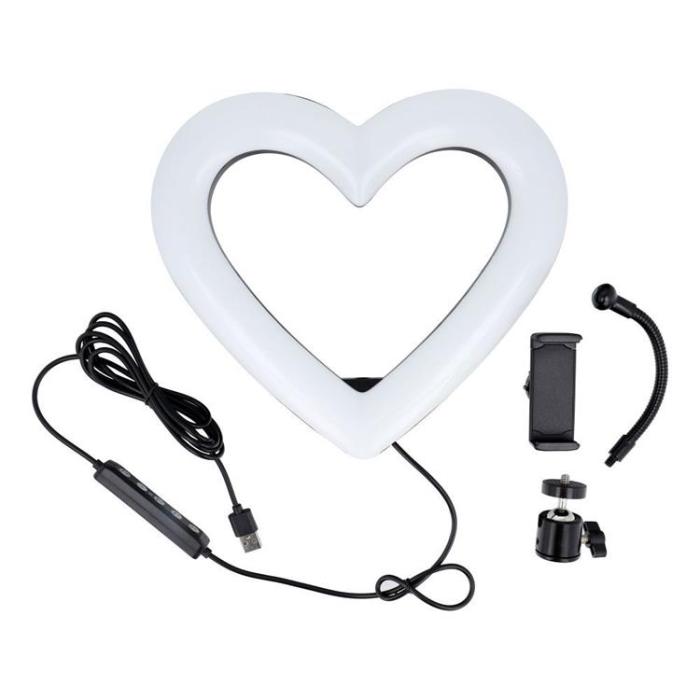 OEM - LED Ring lamp Heart 10 tum med hållare till mobil