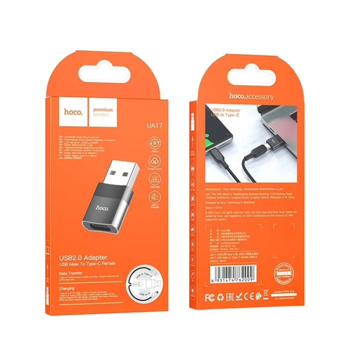 Hoco - HOCO adapter OTG USB A (male) to Type C (female) UA17 black