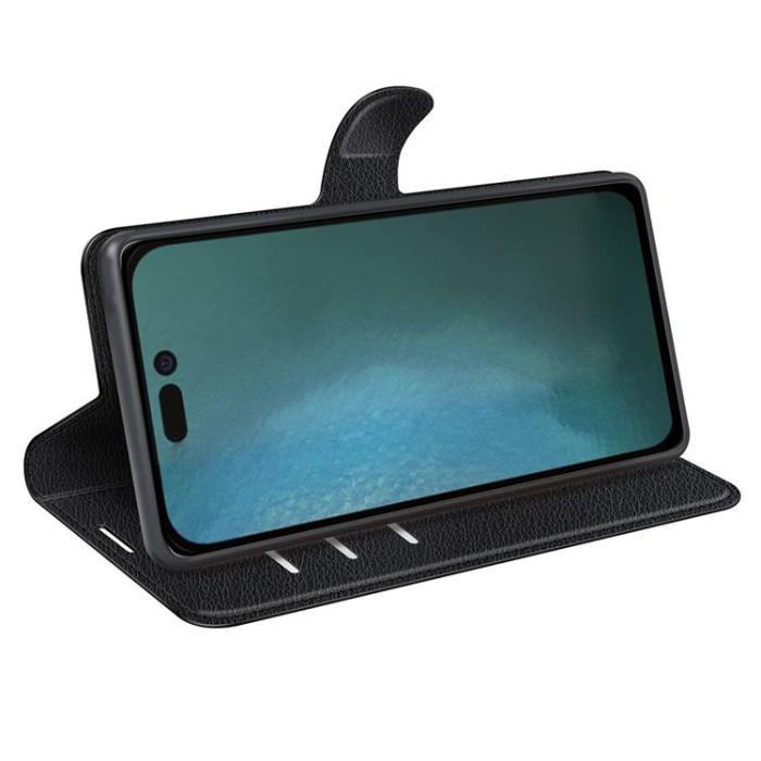 OEM - Litchi Flip iPhone 14 Pro Max Plånboksfodral - Svart