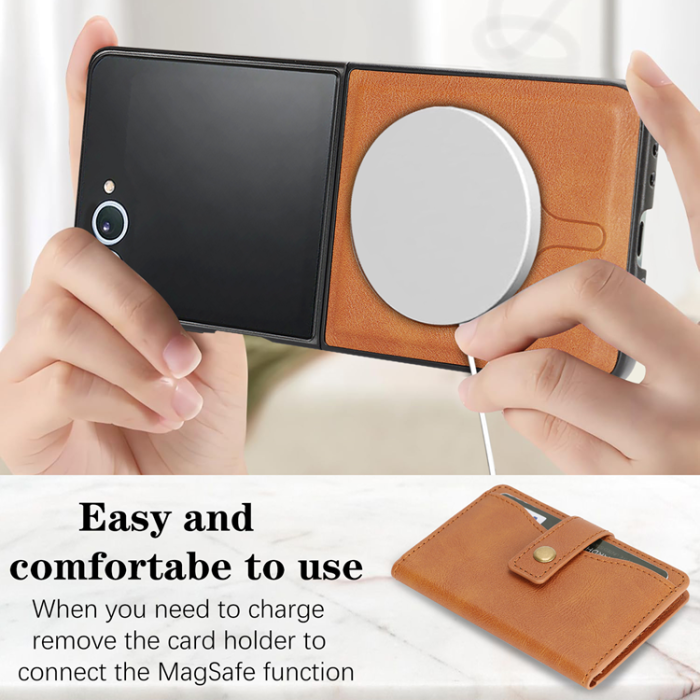 A-One Brand - Galaxy Z Flip 7 Mobilskal MagSafe Detachable Korthållare Kickstand