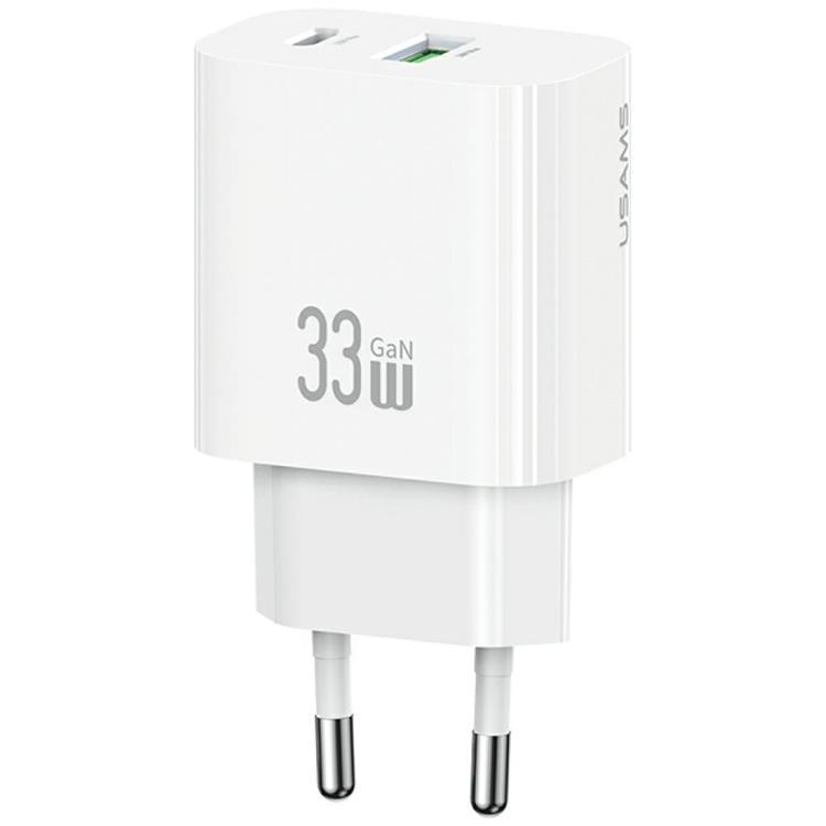 USAMS Snabbladdare 33W 1xUSB-C 1xUSB-A CC317 - Vit | 505295 | AlltMobil