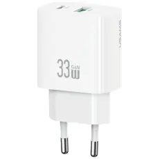 USAMS - USAMS Snabbladdare 33W 1xUSB-C 1xUSB-A CC317 - Vit