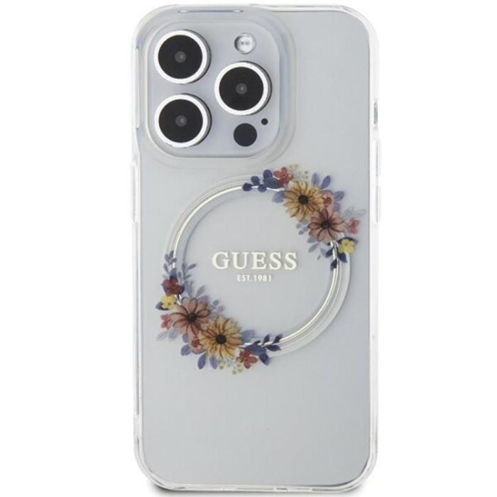 Guess - Guess iPhone 15 Pro Mobilskal Magsafe IML Flowers Wreatch