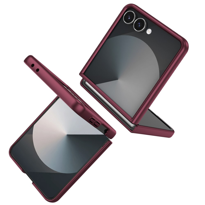 A-One Brand - Galaxy Z Flip 7 5G Mobilskal Rotatable Ring Kickstand - Vinröd