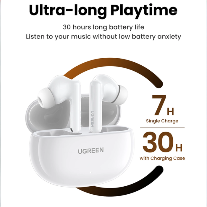 Ugreen - Ugreen HiTune T6 Trådlösa Hörlurar med USB-C kabel- Vit