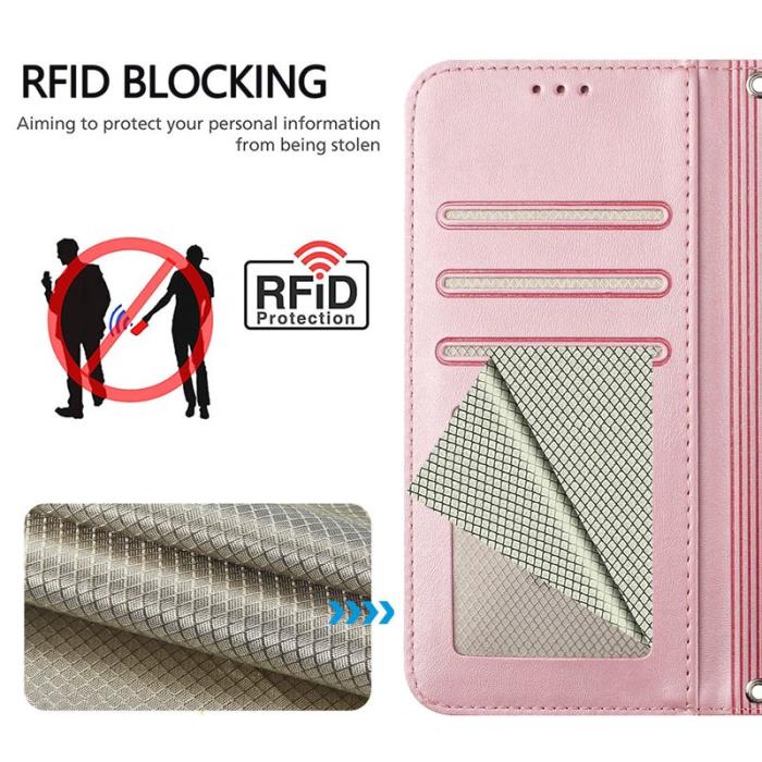 OEM - Samsung Galaxy A37 Plånboksfodral RFID Skydd Konstläder - Rosa