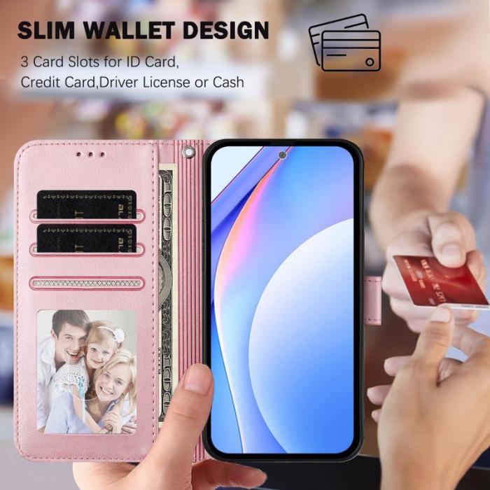 OEM - Samsung Galaxy A37 Plånboksfodral RFID Skydd Konstläder - Rosa