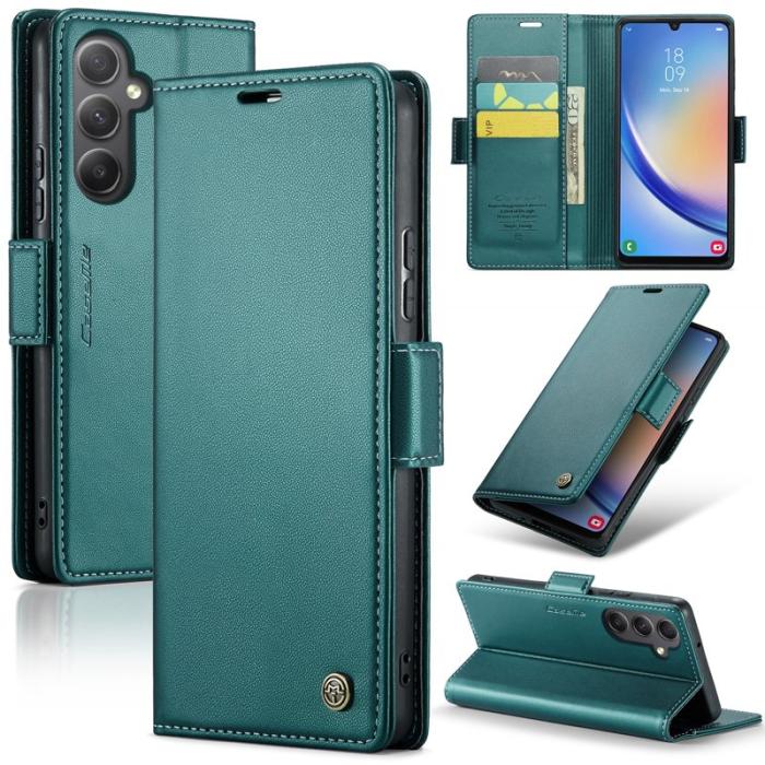 Caseme - CASEME Plånboksfodral Konstläder för Samsung Galaxy A34 5G - Grön