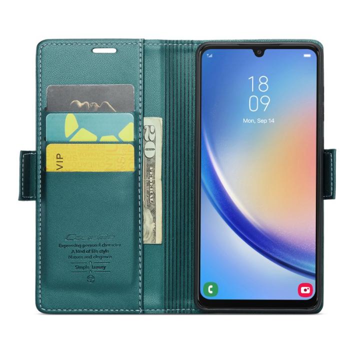 Caseme - CASEME Plånboksfodral Konstläder för Samsung Galaxy A34 5G - Grön