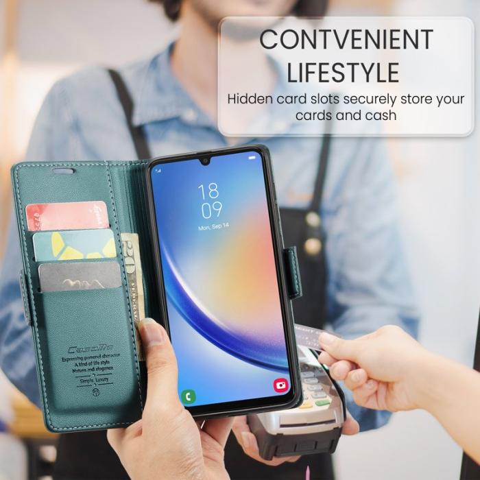 Caseme - CASEME Plånboksfodral Konstläder för Samsung Galaxy A34 5G - Grön