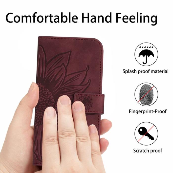 OEM - Samsung Galaxy S26 Plånboksfodral Solrostryck Konstläder - Vinröd
