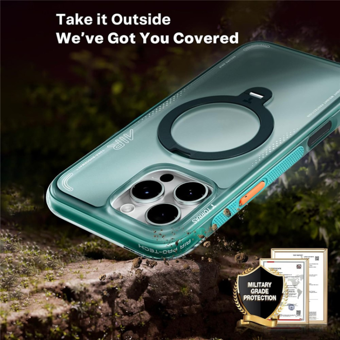 Torras - TORRAS iPhone 16 Pro Mobilskal MagSafe Ostand Q3 Air - Blå