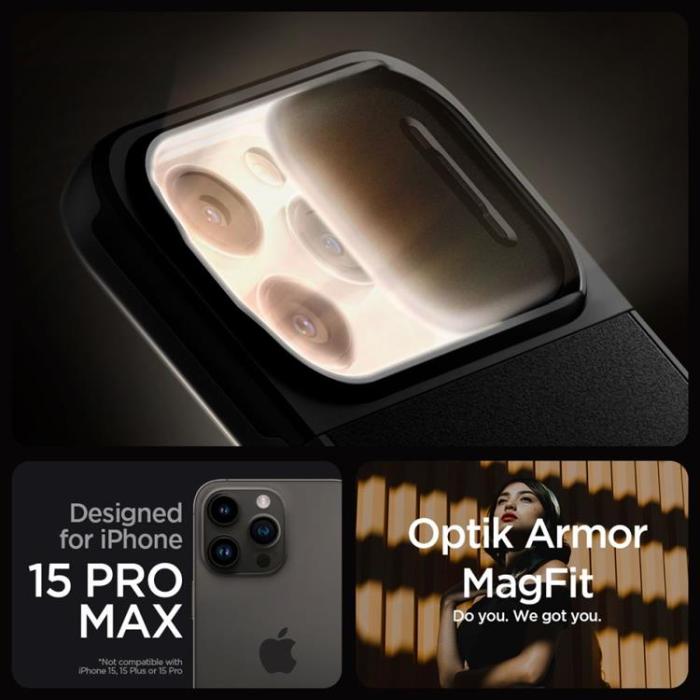 Spigen - Spigen iPhone 15 Pro Max Mobilskal Magsafe Optik Armor - Svart