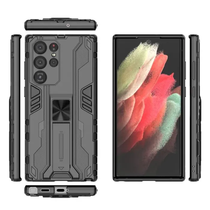 OEM - ShockProof Kickstand Skal Galaxy S22 Ultra - Röd